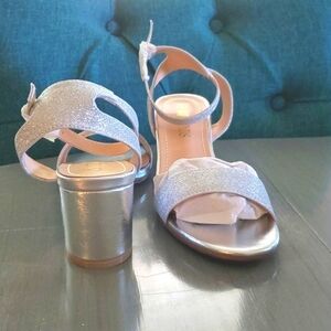 Dream Pair| Silver Glitter Heels Sparkle Dance Evening Bling Womens Sz.7